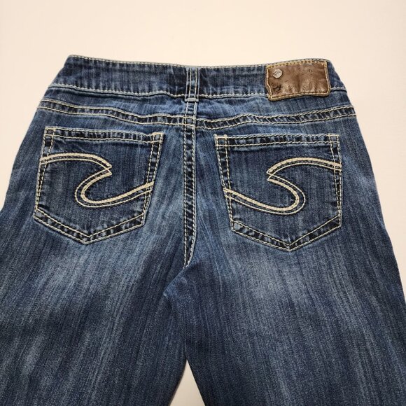 Silver Suki Streaky Wash Stretch Denim Mid Rise Slim Leg Jeans - Picture 2 of 5